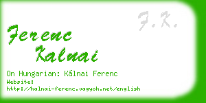 ferenc kalnai business card