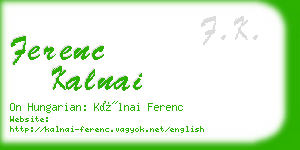 ferenc kalnai business card